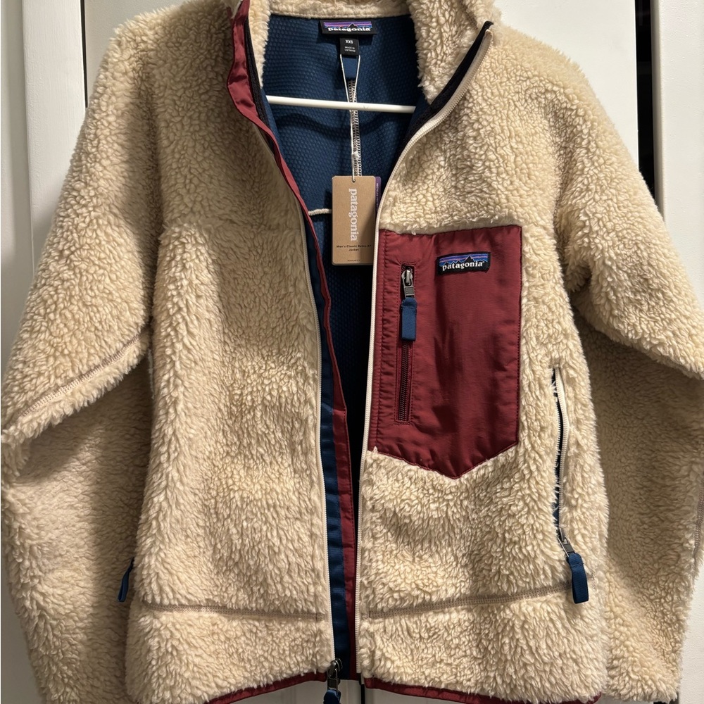 Patagonia Mens Fleece Jacket - Cream and Red